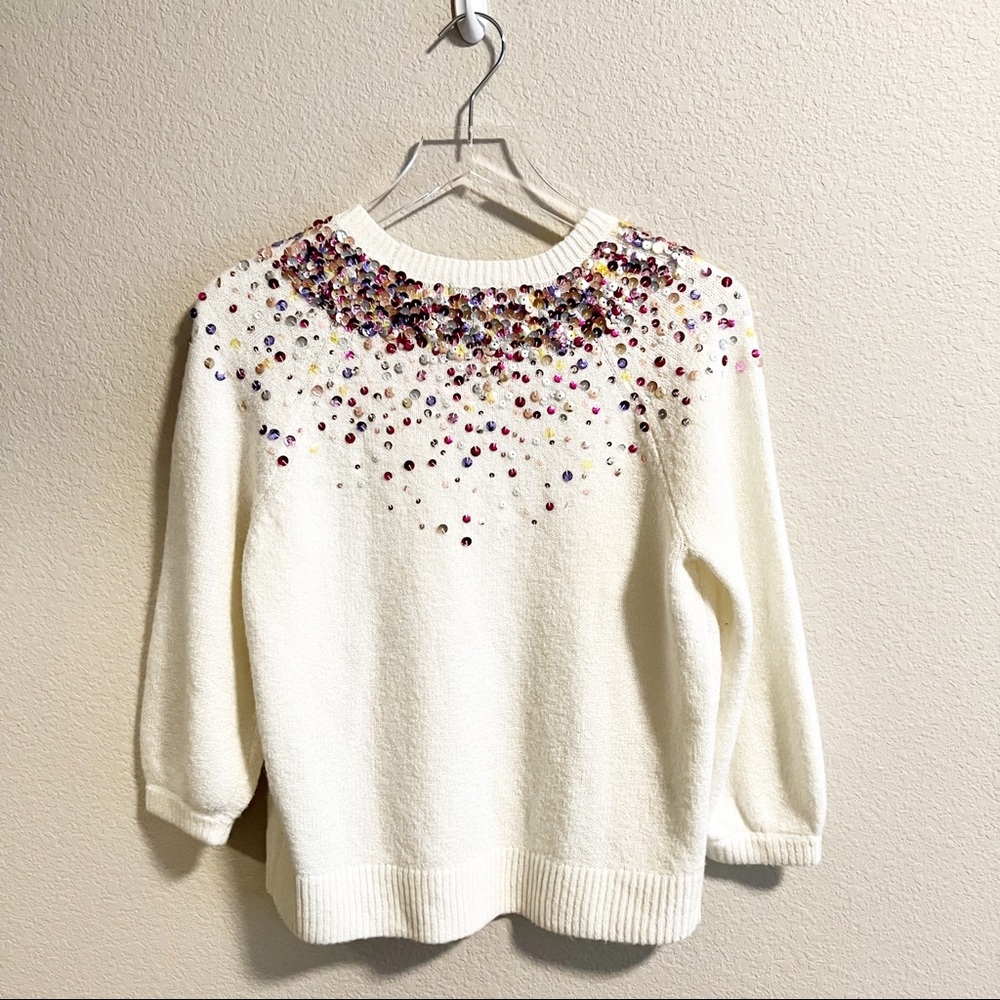 Halogen Multicolor Sequin Crew Neck Sweater - image 2